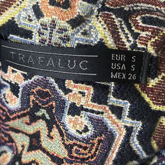 ZARA TRAFALUC TAPESTRY GEOMETRIC PATTERN MINI DRESS SIZE S - Picture 5 of 8